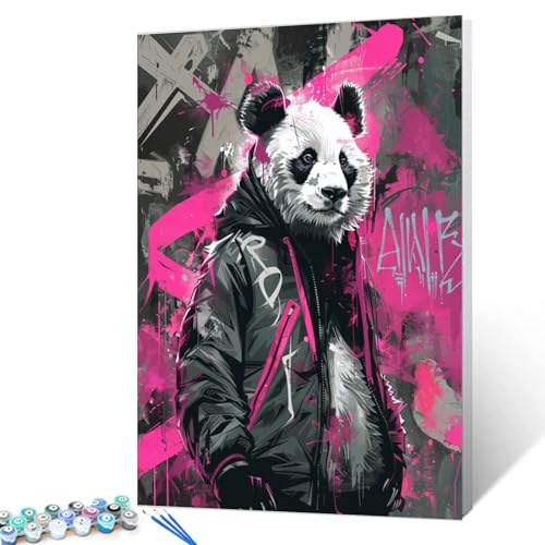 Tucocoo Handsome Panda Malen nach Zahlen, Kits mit Pinseln und Acryl-Pigmenten auf Leinwand, Gemälde für Erwachsene, Banksy-Graffiti-Wandbild für Zuhause, Wanddekoration, Geschenke, 40,6 x 50,8 cm Tucocoo Handsome Panda Malen nach Zahlen, Kits mit Pinseln und Acryl-Pigmenten auf Leinwand, Gemälde für Erwachsene, Banksy-Graffiti-Wandbild für Zuhause, Wanddekoration, Geschenke, 40,6 x 50,8 cm von Tucocoo