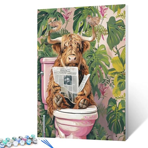 Tucocoo Highland Cow Badezimmer Malen nach Zahlen Kits 40 x 50 cm Leinwand DIY Ölgemälde für Erwachsene mit Pinsel und Acryl-Pigment – Rustikale Tiere, grüne Pflanzenbild für Heimdekoration Tucocoo Highland Cow Badezimmer Malen nach Zahlen Kits 40 x 50 cm Leinwand DIY Ölgemälde für Erwachsene mit Pinsel und Acryl-Pigment – Rustikale Tiere, grüne Pflanzenbild für Heimdekoration von Tucocoo