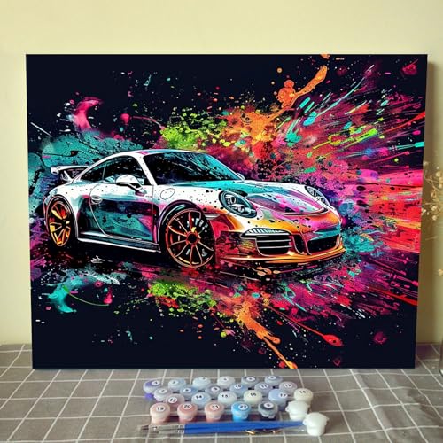 Tucocoo Hochleistungs-Sportauto-Malset nach Zahlen für Erwachsene, DIY-Graffiti-Porsche-Ölgemälde-Set auf Leinwand mit Pinseln und Acryl-Pigment, bunter Stil für Heimdekoration, 40,6 x 50,8 cm Tucocoo Hochleistungs-Sportauto-Malset nach Zahlen für Erwachsene, DIY-Graffiti-Porsche-Ölgemälde-Set auf Leinwand mit Pinseln und Acryl-Pigment, bunter Stil für Heimdekoration, 40,6 x 50,8 cm von Tucocoo
