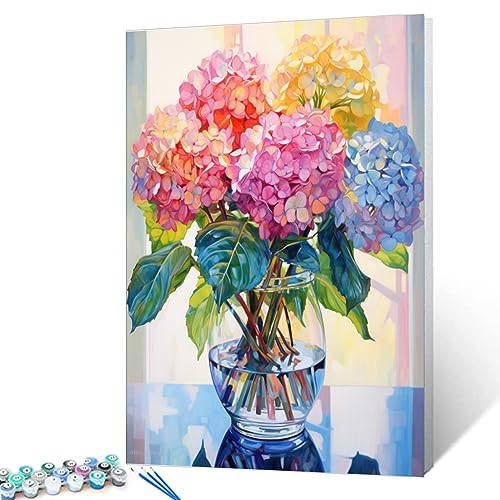 Tucocoo Hortensie in Glasvase, Fenster, Landschaft, Malen nach Bumbers für Erwachsene, schöne Blume, DIY, Malen nach Zahlen, Acrylfarbe, Leinwand, bunte Blumen, Malset, Kunst, 40,6 x 50,8 cm Tucocoo Hortensie in Glasvase, Fenster, Landschaft, Malen nach Bumbers für Erwachsene, schöne Blume, DIY, Malen nach Zahlen, Acrylfarbe, Leinwand, bunte Blumen, Malset, Kunst, 40,6 x 50,8 cm von Tucocoo