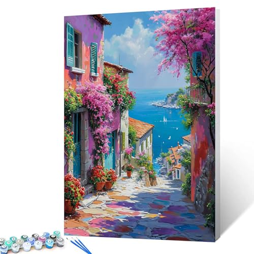 Tucocoo Italien Street Towns Malen nach Zahlen, 40 x 50 cm, Leinwand, DIY-Ölgemälde für Erwachsene, mit Pinseln und Acrylpigment, Küstenstadthaus, Blumen, Landschaftsbilder für Heimdekoration Tucocoo Italien Street Towns Malen nach Zahlen, 40 x 50 cm, Leinwand, DIY-Ölgemälde für Erwachsene, mit Pinseln und Acrylpigment, Küstenstadthaus, Blumen, Landschaftsbilder für Heimdekoration von Tucocoo