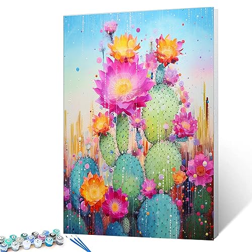 Tucocoo Kaktus-Malen-nach-Zahlen-Set, 40 x 50 cm, Leinwand, DIY, digitales Ölgemälde für Erwachsene, Anfänger, mit Pinseln und Acrylpigmenten – bunte Blumenpflanze für Heimdekoration, Geschenke Tucocoo Kaktus-Malen-nach-Zahlen-Set, 40 x 50 cm, Leinwand, DIY, digitales Ölgemälde für Erwachsene, Anfänger, mit Pinseln und Acrylpigmenten – bunte Blumenpflanze für Heimdekoration, Geschenke von Tucocoo