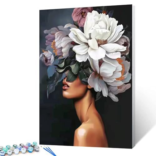 Tucocoo Lady Head Blume Bild Malen nach Zahlen für Erwachsene, moderner Stil, Öl-Malen nach Zahlen, Figur Lady Malen nach Zahlen für Erwachsene, modisches Acryl-Ölgemälde-Set ohne Rahmen Tucocoo Lady Head Blume Bild Malen nach Zahlen für Erwachsene, moderner Stil, Öl-Malen nach Zahlen, Figur Lady Malen nach Zahlen für Erwachsene, modisches Acryl-Ölgemälde-Set ohne Rahmen von Tucocoo
