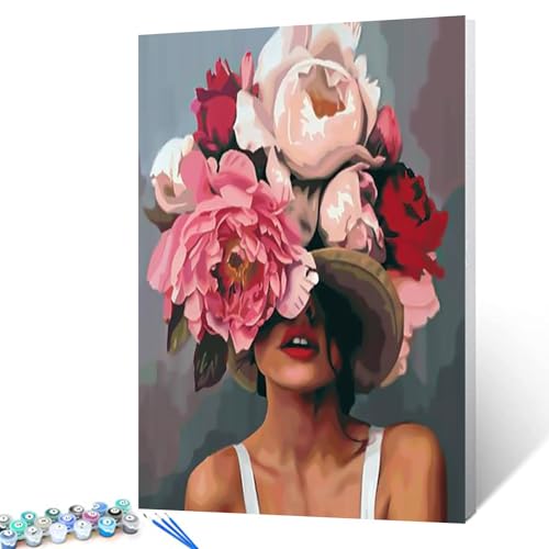 Tucocoo Mädchen mit Blumen auf Kopf, Malen nach Zahlen für Erwachsene, Modefigur, Dame, abstraktes Zeichnen, Öl, Malen nach Zahlen, Moderne, Damenkopf, Blume, Acryl-Ölgemälde-Set ohne Rahmen Tucocoo Mädchen mit Blumen auf Kopf, Malen nach Zahlen für Erwachsene, Modefigur, Dame, abstraktes Zeichnen, Öl, Malen nach Zahlen, Moderne, Damenkopf, Blume, Acryl-Ölgemälde-Set ohne Rahmen von Tucocoo