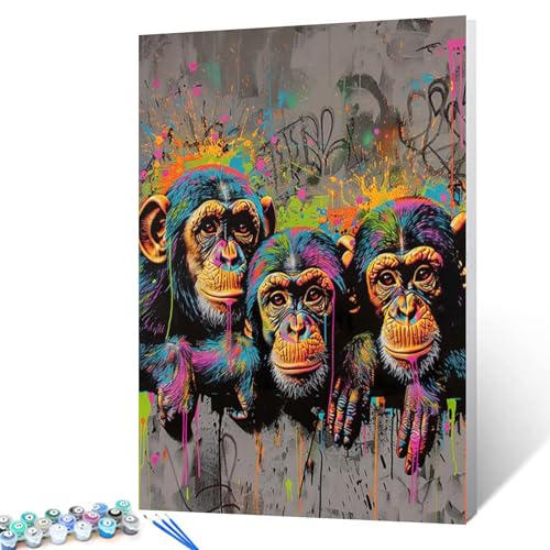 Tucocoo Malen nach Zahlen, Graffti, niedlicher Affe, DIY-Malerei auf Leinwand mit Pinseln, Acrylfarben, Banksy Street Art, Malen nach Zahlen für Erwachsene und Anfänger, 40,6 x 50,8 cm (ohne Rahmen) Tucocoo Malen nach Zahlen, Graffti, niedlicher Affe, DIY-Malerei auf Leinwand mit Pinseln, Acrylfarben, Banksy Street Art, Malen nach Zahlen für Erwachsene und Anfänger, 40,6 x 50,8 cm (ohne Rahmen) von Tucocoo