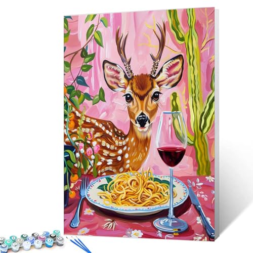 Tucocoo Malen nach Zahlen, lustige Tiere, mit Pinseln und Acrylpigmenten auf Leinwand, Hirschgemälde für Erwachsene und Anfänger, köstliches Nudelbild für Heimdekoration, Geschenke, 40,6 x 50,8 cm Tucocoo Malen nach Zahlen, lustige Tiere, mit Pinseln und Acrylpigmenten auf Leinwand, Hirschgemälde für Erwachsene und Anfänger, köstliches Nudelbild für Heimdekoration, Geschenke, 40,6 x 50,8 cm von Tucocoo