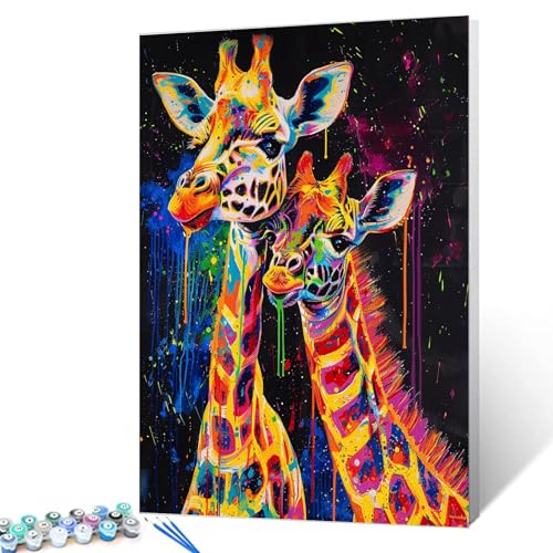 Tucocoo Malen nach Zahlen, niedliche Giraffe mit Kindern und Pinseln und Acrylpigmenten auf Leinwand, Gemälde für Erwachsene und Kinder, Tier-Graffiti-Stil für Zuhause, Wanddekoration, Geschenke, 40,6 Tucocoo Malen nach Zahlen, niedliche Giraffe mit Kindern und Pinseln und Acrylpigmenten auf Leinwand, Gemälde für Erwachsene und Kinder, Tier-Graffiti-Stil für Zuhause, Wanddekoration, Geschenke, 40,6 von Tucocoo