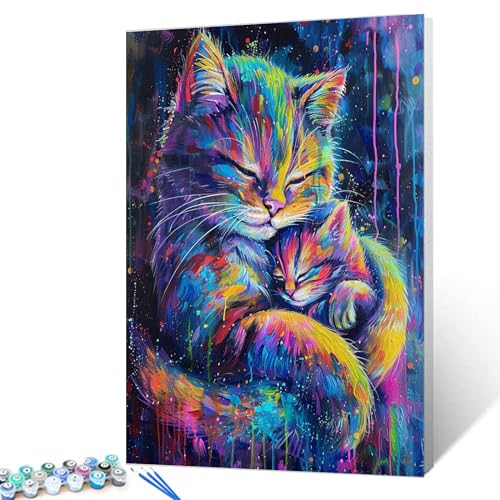 Tucocoo Malen nach Zahlen, niedliche Katze und ihr Kind, mit Pinseln und Acrylpigmenten auf Leinwand, Gemälde für Erwachsene, Tier-Graffiti-Stil für Zuhause, Wanddekoration, Geschenke, 40,6 x 50,8 cm Tucocoo Malen nach Zahlen, niedliche Katze und ihr Kind, mit Pinseln und Acrylpigmenten auf Leinwand, Gemälde für Erwachsene, Tier-Graffiti-Stil für Zuhause, Wanddekoration, Geschenke, 40,6 x 50,8 cm von Tucocoo