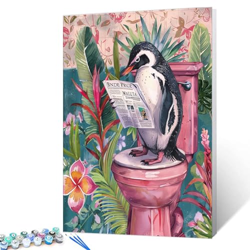Tucocoo Malen nach Zahlen Pinguin auf Toilette, für Erwachsene und Anfänger, DIY-Ölgemälde-Sets auf Leinwand mit Pinseln und Acrylpigment, lustige Tiere, Badezimmerbild für Heimdekoration, 40 x 50 cm Tucocoo Malen nach Zahlen Pinguin auf Toilette, für Erwachsene und Anfänger, DIY-Ölgemälde-Sets auf Leinwand mit Pinseln und Acrylpigment, lustige Tiere, Badezimmerbild für Heimdekoration, 40 x 50 cm von Tucocoo