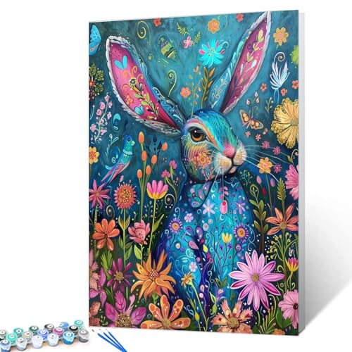Tucocoo Malen-nach-Zahlen-Set, Motiv: Blauer Hase, 40 x 50 cm, Leinwand, DIY-Ölgemälde für Erwachsene mit Pinseln und Acrylpigment, abstrakte Blumen und Fantasie-Tiere, Bilder für Heimdekoration Tucocoo Malen-nach-Zahlen-Set, Motiv: Blauer Hase, 40 x 50 cm, Leinwand, DIY-Ölgemälde für Erwachsene mit Pinseln und Acrylpigment, abstrakte Blumen und Fantasie-Tiere, Bilder für Heimdekoration von Tucocoo