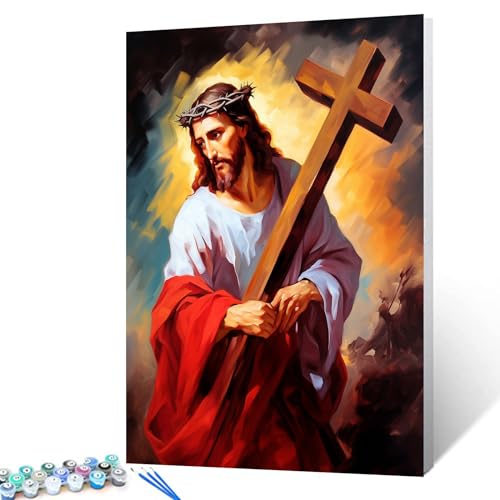 Tucocoo Malen-nach-Zahlen-Set mit Pinseln und Acryl-Pigmenten auf Leinwand, Gemälde für Erwachsene, Holdin das Kreuz, christliche Bilder für Zuhause, Wanddekoration, Geschenke, 40 x 50 cm Tucocoo Malen-nach-Zahlen-Set mit Pinseln und Acryl-Pigmenten auf Leinwand, Gemälde für Erwachsene, Holdin das Kreuz, christliche Bilder für Zuhause, Wanddekoration, Geschenke, 40 x 50 cm von Tucocoo