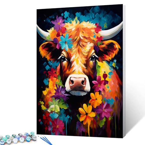 Tucocoo Malen-nach-Zahlen-Set mit Pinseln und Acryl-Pigmenten auf Leinwand, Gemälde für Erwachsene, abstrakte Blumen, Kuh, Tier, Nahaufnahme, Bild für Heimdekoration, Geschenke, 40x50cm (DIY gerahmt) Tucocoo Malen-nach-Zahlen-Set mit Pinseln und Acryl-Pigmenten auf Leinwand, Gemälde für Erwachsene, abstrakte Blumen, Kuh, Tier, Nahaufnahme, Bild für Heimdekoration, Geschenke, 40x50cm (DIY gerahmt) von Tucocoo