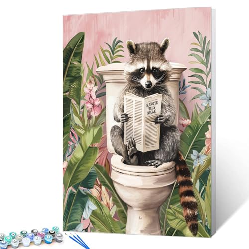 Tucocoo Malen-nach-Zahlen-Set mit Pinseln und Acryl-Pigmenten auf Leinwand, Gemälde für Erwachsene, lustige Tiere auf Toilette, Badezimmer, Bild für Zuhause, Wanddekoration, Geschenke, 40 x 50 cm Tucocoo Malen-nach-Zahlen-Set mit Pinseln und Acryl-Pigmenten auf Leinwand, Gemälde für Erwachsene, lustige Tiere auf Toilette, Badezimmer, Bild für Zuhause, Wanddekoration, Geschenke, 40 x 50 cm von Tucocoo