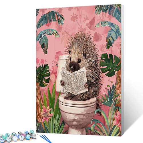 Tucocoo Malen-nach-Zahlen-Set mit Pinseln und Acryl-Pigmenten auf Leinwand, Gemälde für Erwachsene, lustige Tiere auf Toilette, Badezimmer, Bild für Zuhause, Wanddekoration, Geschenke, 40 x 50 cm Tucocoo Malen-nach-Zahlen-Set mit Pinseln und Acryl-Pigmenten auf Leinwand, Gemälde für Erwachsene, lustige Tiere auf Toilette, Badezimmer, Bild für Zuhause, Wanddekoration, Geschenke, 40 x 50 cm von Tucocoo