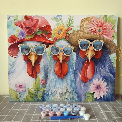 Tucocoo Malen-nach-Zahlen-Set mit Pinseln und Acryl-Pigmenten auf Leinwand, Gemälde für Erwachsene, tropische Blumen, Bild für Zuhause, Wanddekoration, Geschenke, 40 x 50 cm (DIY gerahmt) von Tucocoo