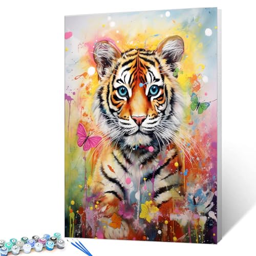 Tucocoo Malen-nach-Zahlen-Set mit Pinseln und Acrylpigmenten auf Leinwand, Gemälde für Erwachsene, buntes Schmetterling, abstraktes Tier-Kunsthandwerk für Heimdekoration, Geschenke, 40 x 50 cm Tucocoo Malen-nach-Zahlen-Set mit Pinseln und Acrylpigmenten auf Leinwand, Gemälde für Erwachsene, buntes Schmetterling, abstraktes Tier-Kunsthandwerk für Heimdekoration, Geschenke, 40 x 50 cm von Tucocoo