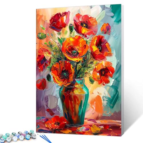 Tucocoo Malen-nach-Zahlen-Set mit roten Mohnblumen, Pinseln und Acrylpigmenten auf Leinwand, Gemälde für Erwachsene, schöne Vase mit Blumen, Bild für Zuhause, Wanddekoration, Geschenke, 40 x 50 cm Tucocoo Malen-nach-Zahlen-Set mit roten Mohnblumen, Pinseln und Acrylpigmenten auf Leinwand, Gemälde für Erwachsene, schöne Vase mit Blumen, Bild für Zuhause, Wanddekoration, Geschenke, 40 x 50 cm von Tucocoo