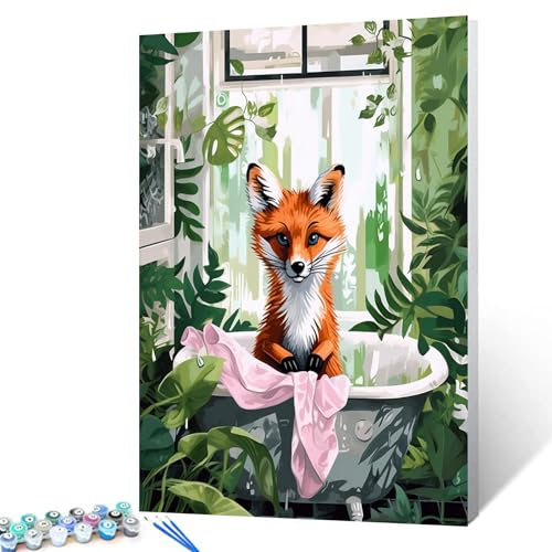 Tucocoo Malen nach Zahlen für Badewanne, Dschungeltiere, für Erwachsene, Anfänger, Badezimmer, niedlicher Fuchs, DIY, Malen nach Zahlen, Acrylfarbe, Leinwand, grüne Blätter, Schlafzimmer, Dekoration, Tucocoo Malen nach Zahlen für Badewanne, Dschungeltiere, für Erwachsene, Anfänger, Badezimmer, niedlicher Fuchs, DIY, Malen nach Zahlen, Acrylfarbe, Leinwand, grüne Blätter, Schlafzimmer, Dekoration, von Tucocoo