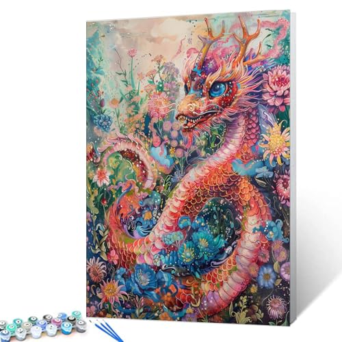 Tucocoo Malen nach Zahlen für Erwachsene, Drachen-Malen-nach-Zahlen-Kits, einfaches Acryl-Malen-nach-Zahlen auf Leinwand, abstraktes Tier, buntes Blumenbild für Heimdekoration, Geschenke, 40 x 50 cm Tucocoo Malen nach Zahlen für Erwachsene, Drachen-Malen-nach-Zahlen-Kits, einfaches Acryl-Malen-nach-Zahlen auf Leinwand, abstraktes Tier, buntes Blumenbild für Heimdekoration, Geschenke, 40 x 50 cm von Tucocoo