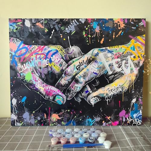 Tucocoo Malen nach Zahlen für Erwachsene, Motiv: Paare, die Hände halten, Malen nach Zahlen, Acrylfarbe, Leinwand, Küchendekoration, Malset, Bansky, Straßenkunst, Dekoration, 50,8 x 40,6 cm (ohne Tucocoo Malen nach Zahlen für Erwachsene, Motiv: Paare, die Hände halten, Malen nach Zahlen, Acrylfarbe, Leinwand, Küchendekoration, Malset, Bansky, Straßenkunst, Dekoration, 50,8 x 40,6 cm (ohne von Tucocoo