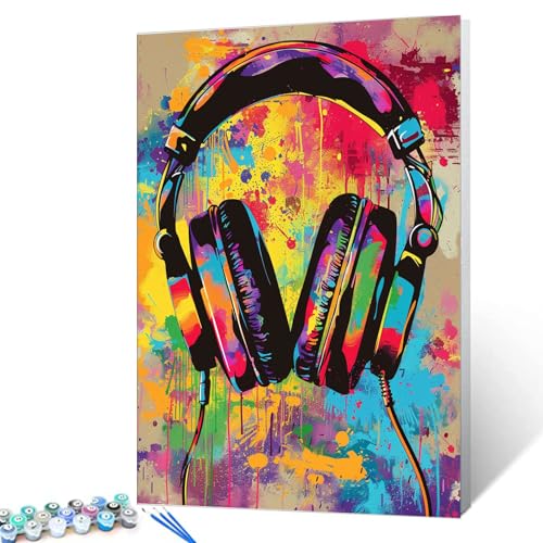 Tucocoo Malen nach Zahlen für Erwachsene, einfaches DIY-Ölgemälde-Set auf Leinwand mit Pinseln und Acryl-Pigment, Graffiti-Retro-Gamer-Zimmer-Wanddekoration, Geschenke, 40 x 50 cm (Rahmenlos) von Tucocoo