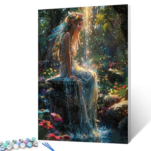Tucocoo Malen nach Zahlen für Erwachsene, einfaches DIY-Ölgemälde-Set auf Leinwand mit Pinseln und Acrylpigment, magisch glitzerndes Feenbild für Heimdekoration, 40 x 50 cm, rahmenlos Tucocoo Malen nach Zahlen für Erwachsene, einfaches DIY-Ölgemälde-Set auf Leinwand mit Pinseln und Acrylpigment, magisch glitzerndes Feenbild für Heimdekoration, 40 x 50 cm, rahmenlos von Tucocoo