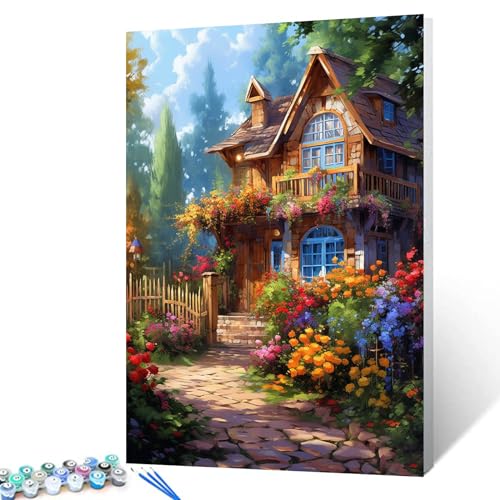Tucocoo Malen nach Zahlen für Erwachsene und Anfänger, DIY-Leinwand, Blumen, Holzhütte, Malen nach Zahlen, Kits für Erwachsene, Ölgemälde, Acrylgemälde, Bild, Heimdekoration, 40,6 x 50,8 cm (ohne Tucocoo Malen nach Zahlen für Erwachsene und Anfänger, DIY-Leinwand, Blumen, Holzhütte, Malen nach Zahlen, Kits für Erwachsene, Ölgemälde, Acrylgemälde, Bild, Heimdekoration, 40,6 x 50,8 cm (ohne von Tucocoo