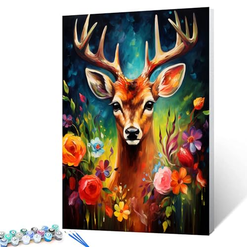 Tucocoo Malen nach Zahlen für Erwachsene und Anfänger, DIY-Ölgemälde-Kits auf Leinwand mit Pinseln und Acrylpigment, abstrakte Blumen, süßes Tierbild für Heimdekoration, 40 x 50 cm (Rahmenlos) von Tucocoo