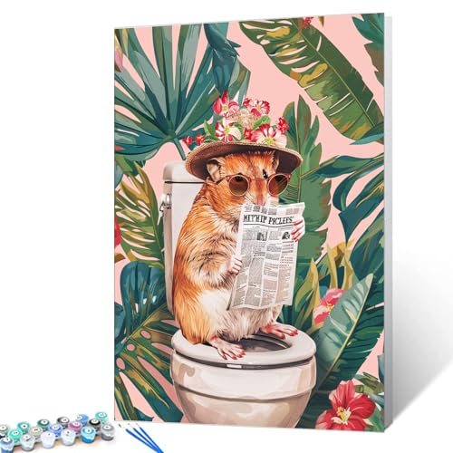 Tucocoo Malen nach Zahlen mit Pinseln und Acrylpigmenten auf Leinwand, Gemälde für Erwachsene, Tier auf Toilette, Lesen von Zeitungen, Bild für Zuhause, Wanddekoration, Geschenke, 40 x 50 cm Tucocoo Malen nach Zahlen mit Pinseln und Acrylpigmenten auf Leinwand, Gemälde für Erwachsene, Tier auf Toilette, Lesen von Zeitungen, Bild für Zuhause, Wanddekoration, Geschenke, 40 x 50 cm von Tucocoo