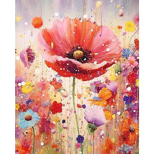 Tucocoo Mohnblumen Malen nach Zahlen für Erwachsene Anfänger, DIY Digital Ölgemälde Kits auf Leinwand mit Pinseln und Acrylpigment, schöne Blüte Blumen für Home Wall Decor 40 x 50 cm (rahmenlos) von Tucocoo
