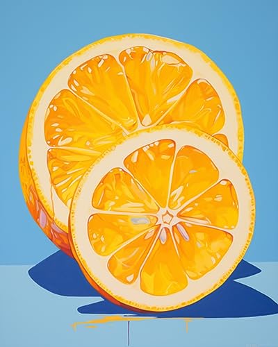 Tucocoo Orange Zitronen DIY Malen nach Zahlen für Erwachsene Früchte Nahaufnahme Kunst DIY Ölmalerei Acrylfarbe Kunstmalerei Kits Leinwand mit Acrylfarben Geschenkkunst 40x50cm （ohne Rahmen） von Tucocoo