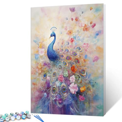 Tucocoo Pfau Malen nach Zahlen für Erwachsene, DIY Digitales Ölgemälde-Kits auf Leinwand mit Pinseln und Acrylpigment, abstraktes buntes Blumenbild für Heimdekor, Geschenke, 40 x 50 cm (Rahmenlos) Tucocoo Pfau Malen nach Zahlen für Erwachsene, DIY Digitales Ölgemälde-Kits auf Leinwand mit Pinseln und Acrylpigment, abstraktes buntes Blumenbild für Heimdekor, Geschenke, 40 x 50 cm (Rahmenlos) von Tucocoo