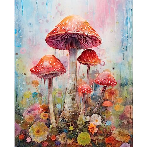 Tucocoo Pilze Malen Nach Zahlen für Erwachsene Anfänger, DIY Digital Ölgemälde Kits auf Leinwand mit Pinseln und Acrylpigment, Schöne bunte Blumen für Home Wall Decor 40 x 50 cm (Rahmenlos) von Tucocoo