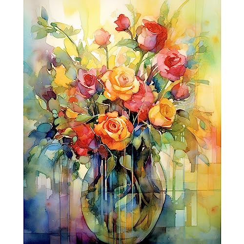 Tucocoo Rosenblumen Malen nach Zahlen für Erwachsene Anfänger, DIY Digital Ölgemälde Kits auf Leinwand mit Pinseln und Acrylpigment, Abstrakte Aquarell-Blumen für Heimdekoration 40x50 cm (Rahmenlos) Tucocoo Rosenblumen Malen nach Zahlen für Erwachsene Anfänger, DIY Digital Ölgemälde Kits auf Leinwand mit Pinseln und Acrylpigment, Abstrakte Aquarell-Blumen für Heimdekoration 40x50 cm (Rahmenlos) von Tucocoo