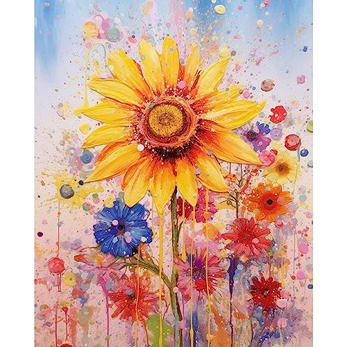 Tucocoo Sonnenblume Malen nach Zahlen für Erwachsene Anfänger, DIY Digital Ölgemälde Kits auf Leinwand mit Pinseln und Acrylpigment, schöne Blüte Blumen für Home Wall Decor 40 x 50 cm (rahmenlos) von Tucocoo