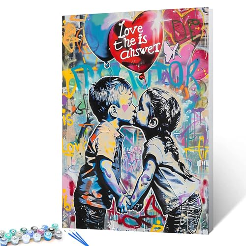 Tucocoo Street Art Malen nach Zahlen, Set mit Pinseln und Acrylpigmenten auf Leinwand, Gemälde für Erwachsene, Graffiti, küssender liebender Ballon, Bild für Zuhause, Wanddekoration, Geschenke Tucocoo Street Art Malen nach Zahlen, Set mit Pinseln und Acrylpigmenten auf Leinwand, Gemälde für Erwachsene, Graffiti, küssender liebender Ballon, Bild für Zuhause, Wanddekoration, Geschenke von Tucocoo