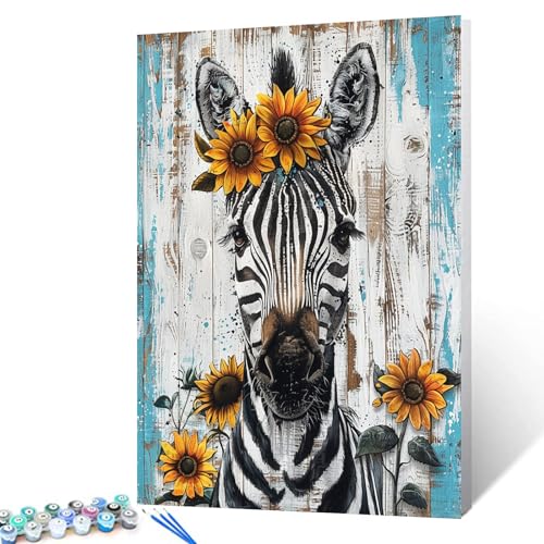 Zebra mit Sonnenblumenkrone, Bild Malen nach Zahlen für Erwachsene, Anfänger, niedliche Tier-Wandkunst für Badezimmer, Schlafzimmer, Retro-Stil, digitale Zeichnung, Malerei für moderne Wohnkultur, Zebra mit Sonnenblumenkrone, Bild Malen nach Zahlen für Erwachsene, Anfänger, niedliche Tier-Wandkunst für Badezimmer, Schlafzimmer, Retro-Stil, digitale Zeichnung, Malerei für moderne Wohnkultur, von Tucocoo