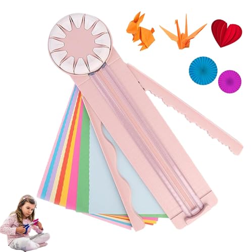 12 in 1 Papierschneider mit Schnittlinienführung und Seitenlineal, Paper Craft Kantenschneider Multifunktionale Papierschneidemaschine für DIY Bastelpapier Postkarte Scrapbook (Rosa) von Tudaheuiy