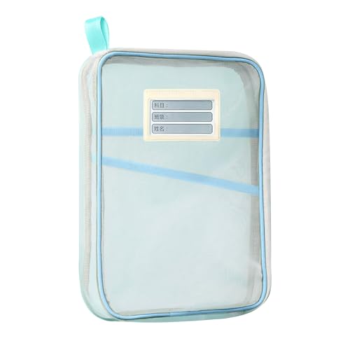 Nylon-Dokumententasche mit Reißverschluss, transparenter Netzstoff, A4, Briefgröße, Dokumenten-Organizer für Zuhause, Büro, Schulbedarf (blau) von Tuelaly