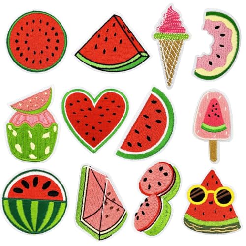 12 x Wassermelonen-Aufnäher zum Aufbügeln, Sommer-Thema, Stickerei, niedliche Dekor-Flicken für Rucksäcke, Jeans, Kleidung, Kleider, Hüte, Jacken, Kleidung, DIY Handwerk 12 x Wassermelonen-Aufnäher zum Aufbügeln, Sommer-Thema, Stickerei, niedliche Dekor-Flicken für Rucksäcke, Jeans, Kleidung, Kleider, Hüte, Jacken, Kleidung, DIY Handwerk von Tufeifrank