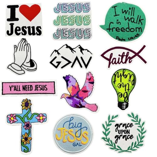 12 x christlicher Bibelvers zum Aufbügeln, religiöse Jesus-Bibel-Stickapplikation, christliche Zitate zum Aufnähen oder Aufbügeln, Abzeichen für Trucker-Hut, Taschen, Jeans, Handwerk, Jacken 12 x christlicher Bibelvers zum Aufbügeln, religiöse Jesus-Bibel-Stickapplikation, christliche Zitate zum Aufnähen oder Aufbügeln, Abzeichen für Trucker-Hut, Taschen, Jeans, Handwerk, Jacken von Tufeifrank