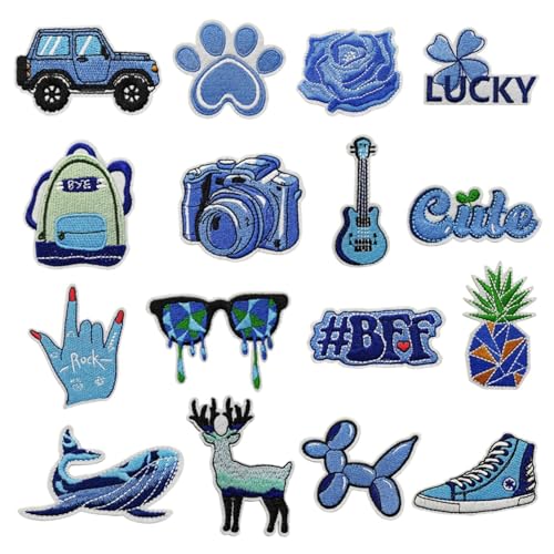 16 x blaue Kawaii-Aufnäher zum Aufbügeln, niedliche Deko-Aufnäher für Rucksäcke, Ästhetik, bestickt, Strand, Hawaii, zum Aufnähen oder Aufbügeln für Rucksäcke, Jeans, Jacken, Kleidung, DIY Handwerk 16 x blaue Kawaii-Aufnäher zum Aufbügeln, niedliche Deko-Aufnäher für Rucksäcke, Ästhetik, bestickt, Strand, Hawaii, zum Aufnähen oder Aufbügeln für Rucksäcke, Jeans, Jacken, Kleidung, DIY Handwerk von Tufeifrank