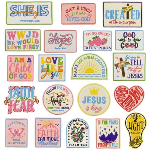 20 große Glaubens-Aufnäher zum Aufbügeln für Kleidung, religiöse Jesus-Bibel, bestickte Applikation, christliche Zitate, zum Aufnähen oder Aufbügeln für Trucker-Hut, Taschen, Jeans, Handwerk 20 große Glaubens-Aufnäher zum Aufbügeln für Kleidung, religiöse Jesus-Bibel, bestickte Applikation, christliche Zitate, zum Aufnähen oder Aufbügeln für Trucker-Hut, Taschen, Jeans, Handwerk von Tufeifrank
