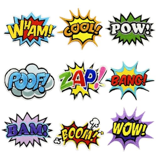 Bestickte Aufnäher, Motiv: Pow Bam Wow, Buchstaben/Alphabet, zum Aufnähen oder Aufbügeln, für Kleidung, Kleid, Hut, Hose, Schuhe, Vorhang, Nähen, Dekorieren für Rucksäcke, Jeans, Jacken, Kleidung Bestickte Aufnäher, Motiv: Pow Bam Wow, Buchstaben/Alphabet, zum Aufnähen oder Aufbügeln, für Kleidung, Kleid, Hut, Hose, Schuhe, Vorhang, Nähen, Dekorieren für Rucksäcke, Jeans, Jacken, Kleidung von Tufeifrank
