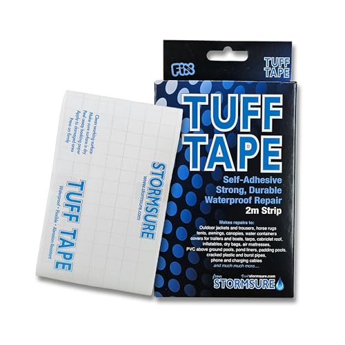 Tuff Tape Wasserdicht & luftdicht, extra starkes Zelt, aufblasbar, Kleidung, Outdoor, reißfest, Polyurethan, transparentes Klebeband und Flicken (2 m x 75 mm Streifen) von Tuff Tape