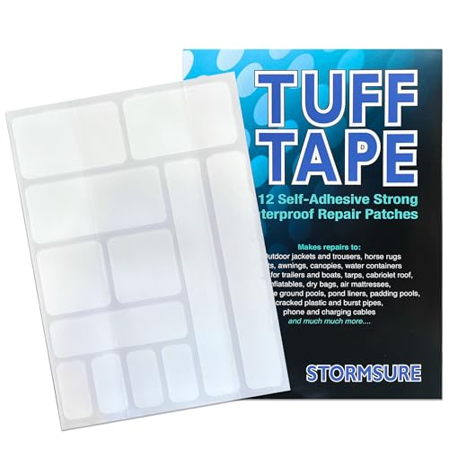 Wasserdicht & luftdicht, extra starkes Zelt, aufblasbar, Kleidung, Outdoor, reißfest, Polyurethan, transparentes Klebeband und Flicken - TUFF Tape (sortiertes Patch-Set groß) von Tuff Tape