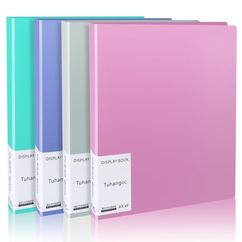 Tuhangcc Ordner mit 30 Fächern und Kunststoffhüllen, 21,6 x 27,9 cm, robuste Kunst-Portfolio-Mappe mit transparenten Schutzfolien, Präsentationsbuch, 60 Seiten Kunstwerk (Rosa, 1 Stück) von Tuhangcc
