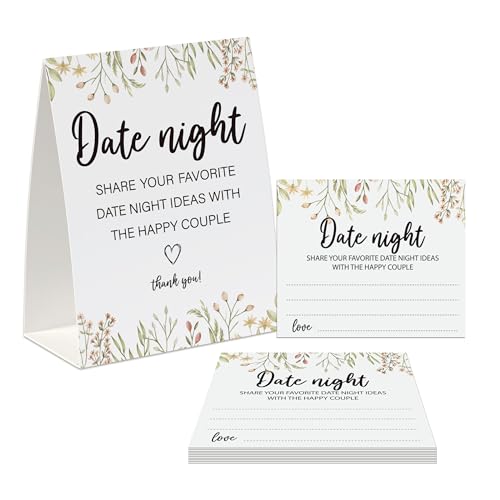 Tuiemie Date-Nacht-Ideenkarten, Boho-Thema, Brautparty-Dekorationen, inklusive 1 Schild und 50 Date-Nachtkarten, Brautparty-Spiele für Paare (yh03) von Tuiemie