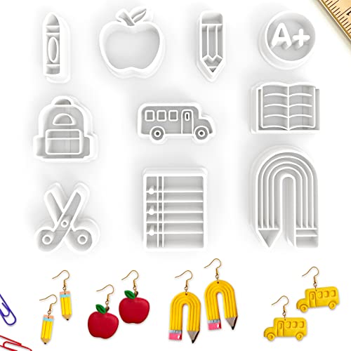 Tuitessine Polymer-Ton-Ausstechformen, 10 Stück, Ohrringherstellungs-Set, für Schulanfang und Lehrer, Wertschätzung, Geschenk, Schmuck, Modellierung, DIY-Werkzeug, Schulbus, Ohrringschneiden Tuitessine Polymer-Ton-Ausstechformen, 10 Stück, Ohrringherstellungs-Set, für Schulanfang und Lehrer, Wertschätzung, Geschenk, Schmuck, Modellierung, DIY-Werkzeug, Schulbus, Ohrringschneiden von Tuitessine