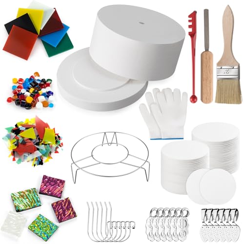 Tujoe 15-teiliges großes Mikrowellen-Ofen-Set für Glasschmelzung und 50 Blatt Ofen-Mikrowellen-Papier zum Selbermachen von Glasschmuck-Set, professionelle Herstellung, DIY-Schmuck-Werkzeug-Set von Tujoe